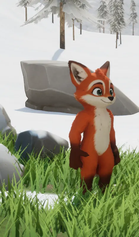 A raposa laranja em pé na grama, olhando curiosa para o lado
